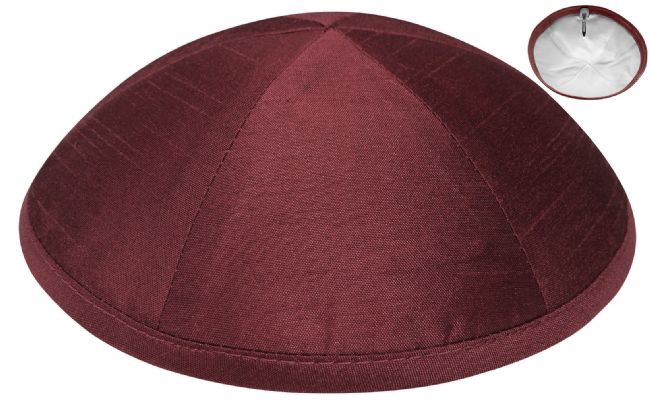 Burgundy Raw Silk Kippah