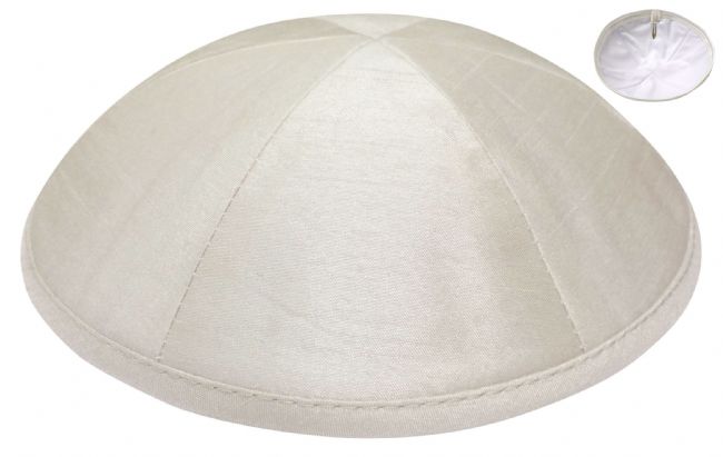 Ivory Raw Silk Kippah